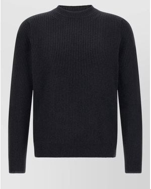 Zanone Crew Neck Ribbed Knit Long Sleeve Sweater - Blue