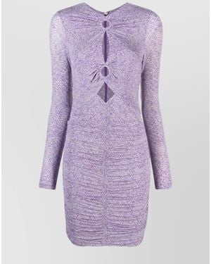 Isabel Marant Cutout Gathered Long-Sleeve Mini Dress - Purple