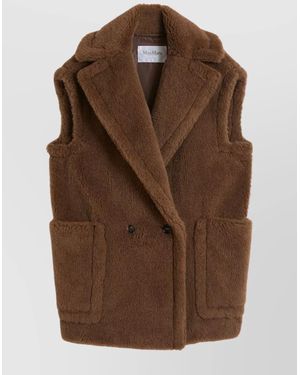 Max Mara Double Breasted Sleeveless Teddy Jacket - Brown
