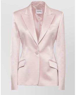 ANDAMANE Satin Single-Breasted Blazer - Pink