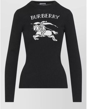 Burberry Shona Fine Rib Knit Crew Sweater - Black