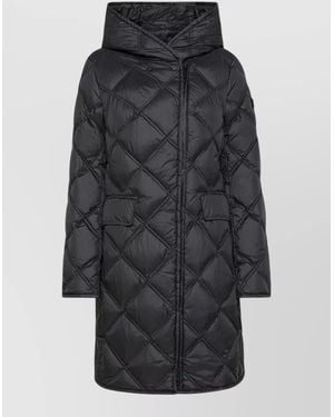 Peuterey Long Hooded Jacket Front Pockets Quilted Design - Gray