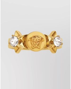 Versace Crystal-Embellished Ring - Metallic