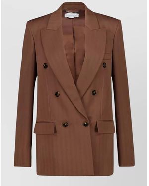 Stella McCartney Native Regenerative Wool Double Breasted Blazer - Brown