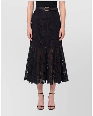 Self-Portrait Lace Midi Dress Off Shoulder Belt - Blue