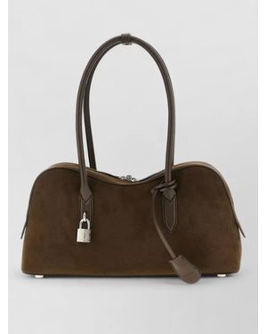 Stella McCartney Ryder Shoulder Bag Padlock Suede Top Handles - Brown