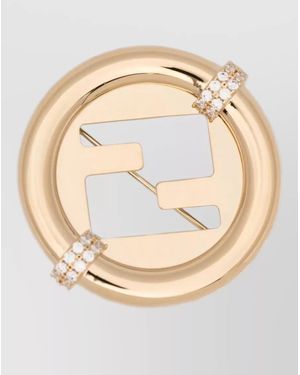 Fendi Round Crystal Brooch Tone Finish - Natural