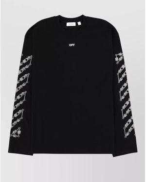 Off-White c/o Virgil Abloh Long Sleeve Logo Crew Neck T-Shirt - Black