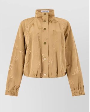 Veronica Beard Floral Jacquard Cropped Single-Breasted Jacket - Natural