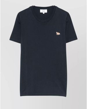 Maison Kitsuné Cotton Crewneck Short-Sleeve T-Shirt - Blue