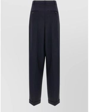 Polo Ralph Lauren Wool Trousers Pleats Belt Loops Cuffed Hem - Blue