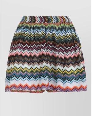 Missoni High Waist Chevron Pleated Shorts - Gray