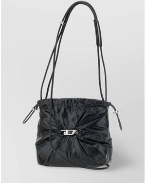 DIESEL Scrunch-D Leather Shoulder Bag - White