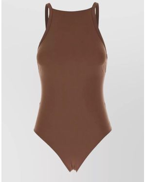 Blazé Milano Stretch Nylon Swimsuit High Neckline Straps - Brown