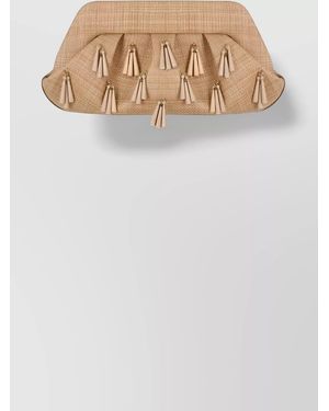 THEMOIRÈ Na Raffia Fringed Clutch Bag - White