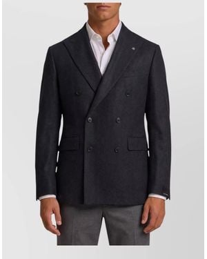 Tagliatore New York Double Breasted Wool Jacket - Blue