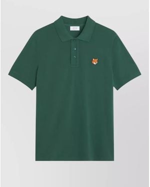 Maison Kitsuné Organic Cotton Short-Sleeve Polo Shirt - Green