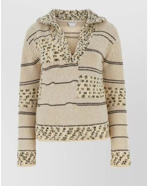 Bottega Veneta Wool Embroidered Polo Shirt - Natural