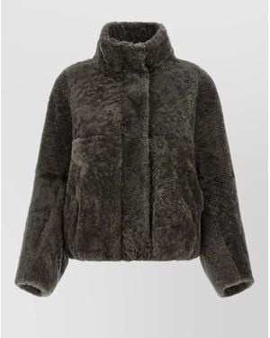 Brunello Cucinelli Cropped Lambskin Fur Coat Relaxed Cut - Black