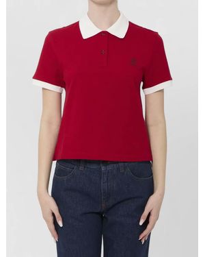 Versace Cropped Cotton Piqué Polo Shirt - Red