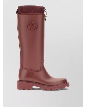 Moncler Rubber Kickstream Ankle Boots Lug Sole Pull Tab - Red