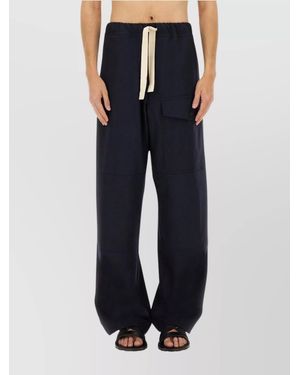 Dries Van Noten Cotton Wide-Leg Trousers - Blue