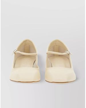 Aeyde "Aline" Block Heel Square Toe Pumps - Natural
