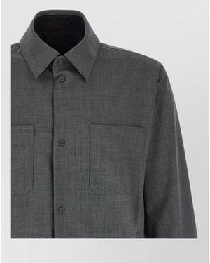 Herno Reversible Overshirt Jacket Chest Pockets Collar - Grey