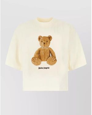 Palm Angels Cotton Crew Neck T Shirt Teddy Bear - White