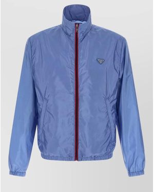 Prada Recycled Nylon Feather Jacket High Neck - Blue