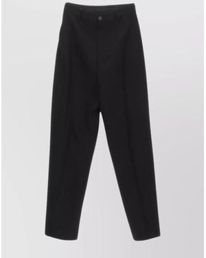 Balenciaga Wool High-Rise Wide-Leg Tailored Trousers - Black