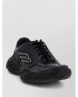Balenciaga Lace Up Trainers Chunky Sole Leather - Black