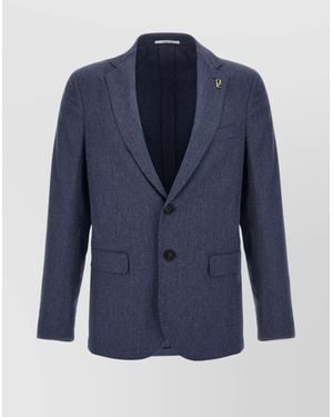Pal Zileri Single Breasted Blazer Flap Pockets Design - Blue