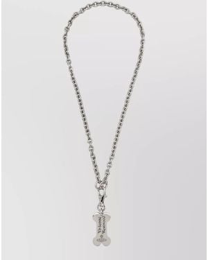 Vivienne Westwood Chain Necklace Dog Tag Pendant Engraving - White