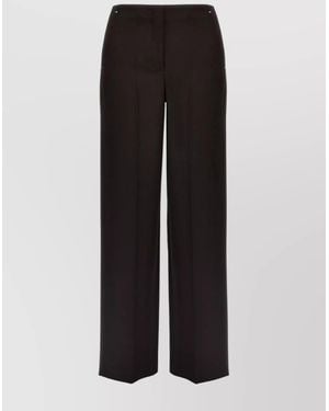 Fendi Virgin Wool High-Rise Wide-Leg Tailored Trousers - Black