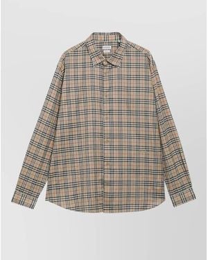 Burberry Long Sleeve Check Shirt Button Down Collar - Multicolor