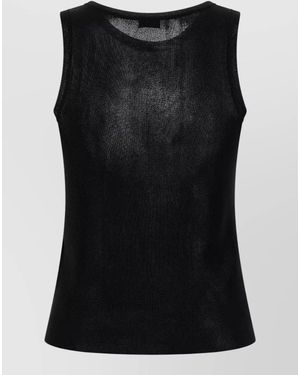 Saint Laurent Viscose Cropped Tank Top - Black