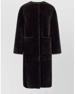 Blancha Shearling Long Coat - Black
