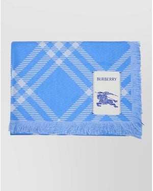 Burberry Mu Bias Tri Bar Scarf Wool Check - Blue