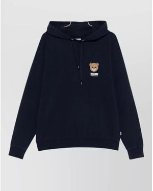 Moschino Hooded Crewneck Sweater Nylon Silk Blend - Blue