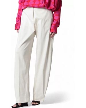 Thelatest Pleated Front Wide Leg Trousers Side Pockets - White