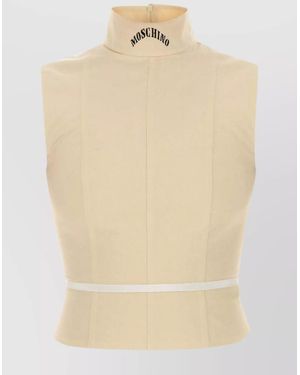 Moschino High Neck Sleeveless Cotton Top - Natural