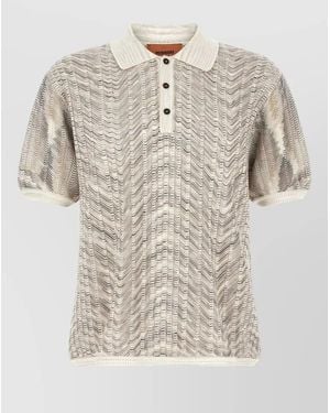 Missoni Zigzag Knit Short-Sleeve Polo Shirt - Natural