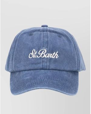 MC2 Saint Barth Baseball Hat Logo Detail Curved Brim - Blue