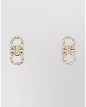 Ferragamo Embellished Metal Earrings - White
