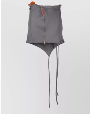 OTTOLINGER Mini Skirt Asymmetric Zip Waist Tabs - Grey