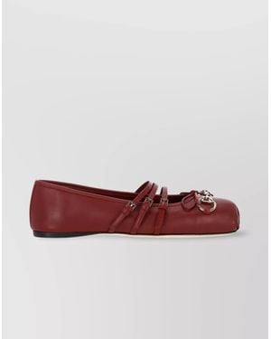 Gucci Lamb Leather Strappy Ballerinas - Red