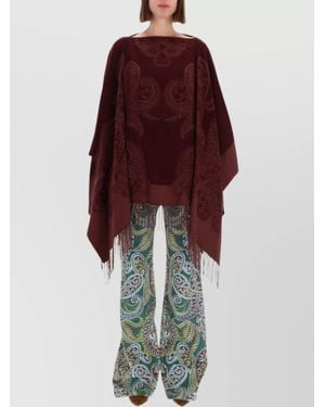 Etro Paisley Patterned Loose Fit Poncho - Red