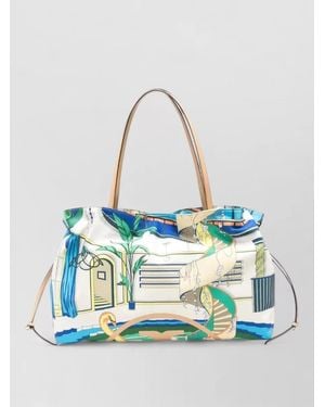 Tory Burch Ella Graphic-Print Drawstring Tote Bag - Blue