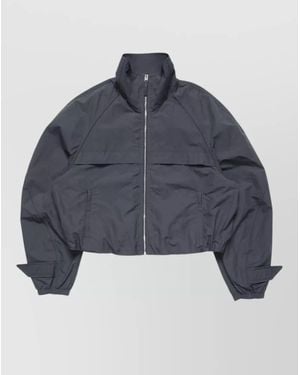Acne Studios Cropped Nylon Blend Coat High Collar - Blue